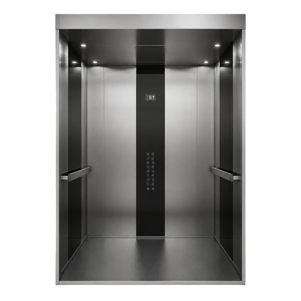 Modern stainless steel elevator cabin by Lixin International Elevators